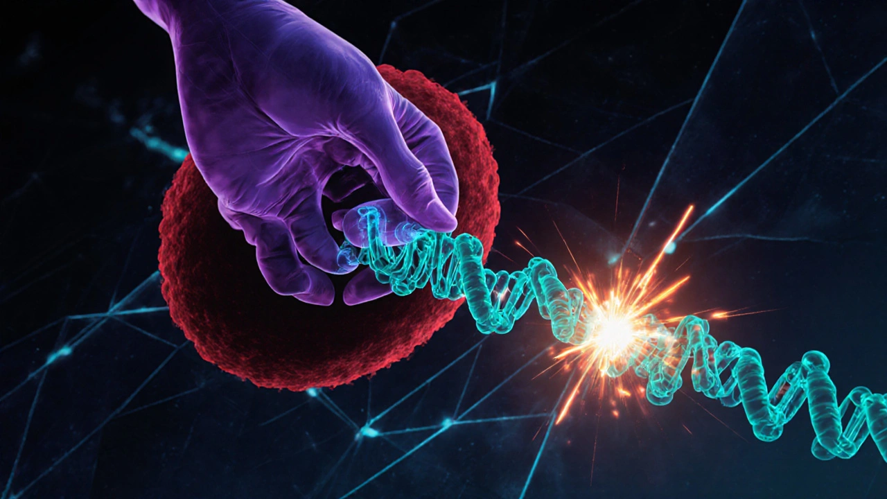 Microscopic view of Lamivudine halting HIV DNA synthesis inside a cell.