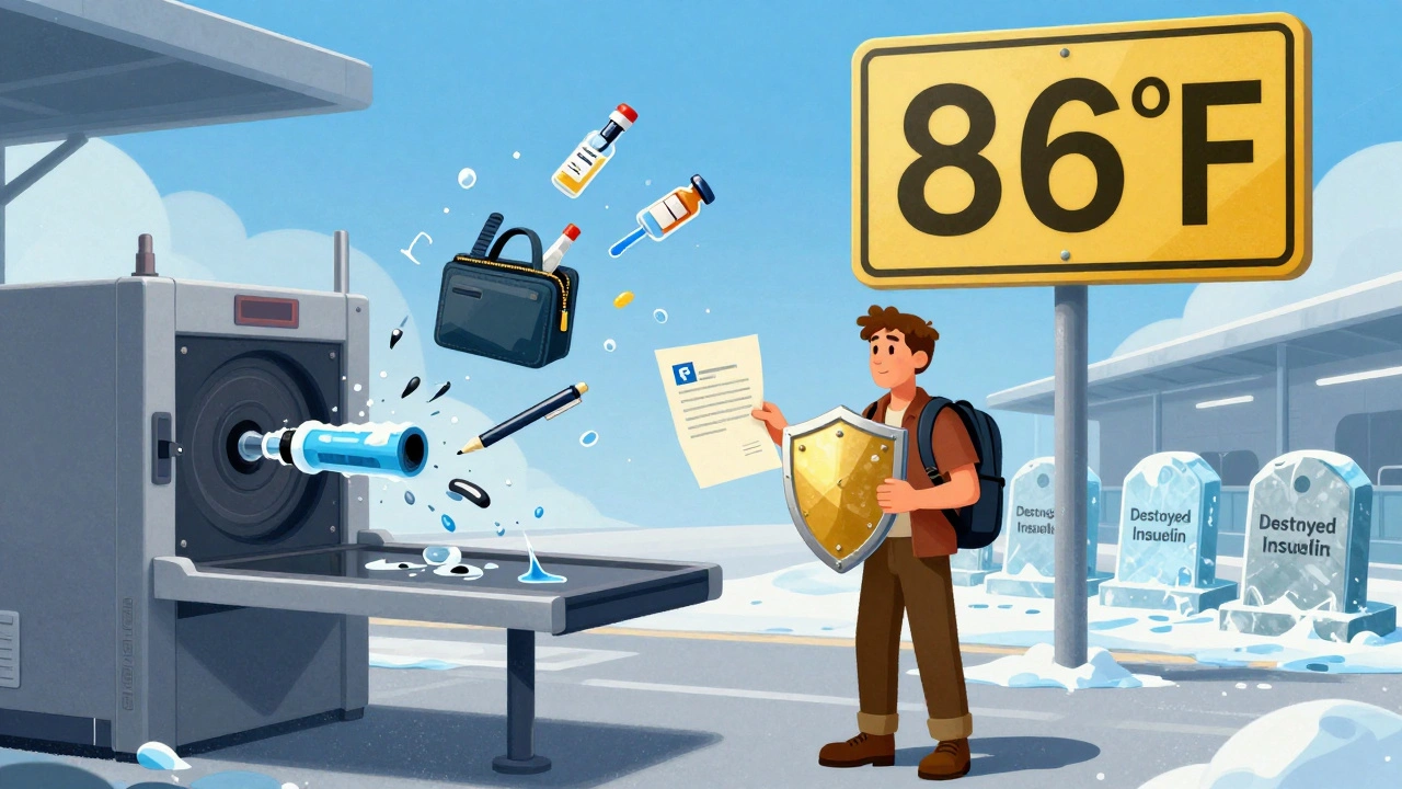 A traveler at airport security holds a doctor’s letter that becomes a shield against dangerous X-rays.