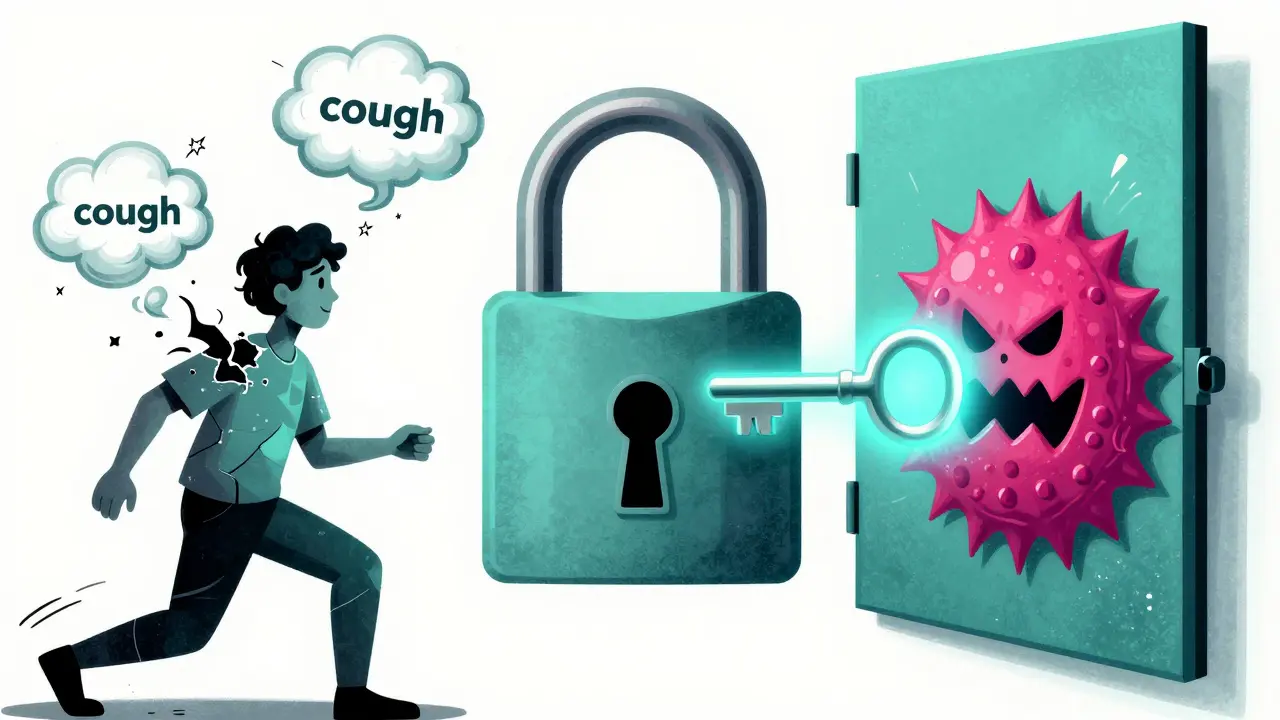 Abstract art showing an ARB medication blocking a hormone receptor like a lock.